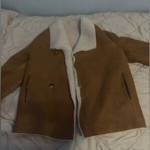 Maje Sherling Reversible Double Breasted Camel Coat